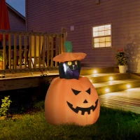 Outsunny Selbstaufblasende Halloweendekoration Halloweenkürbis, inkl LED´s Outdoor Wettebeständig,  76 x 64 x 115cm, Orange(m-10)