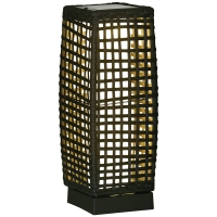 Outsunny Outdoor Rattan Solar Lantern, Brushed PE Wicker Patio Garden Lantern wtih Auto On/Off Solar Powered LED Lights for Indoor & Outdoor Use, Porch, Yard, Lawn, Courtyard, Grey