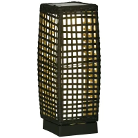 Outsunny Outdoor Rattan Solar Lantern, Brushed PE Wicker Patio Garden Lantern wtih Auto On/Off Solar Powered LED Lights for Indoor & Outdoor Use, Porch, Yard, Lawn, Courtyard, Grey(m-1)