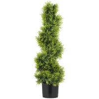 HOMCOM Cipreste Artificial 90cm Planta Artificial em Espiral, Planta de Plástico em Vaso, Decoração Moderna(m-1)