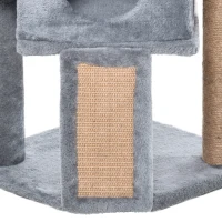 PawHut Cat Tree Tower for Indoor Cats Cat Scratching Post Climbing Activity Centre w/Jute Scratching Pad, Toy Ball, Cat House - Grey(m-11)