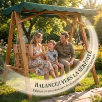 Outsunny Balancelle de Jardin 3 Places Toit imperméabilisé 2 tablettes Support 1,95L x 1,33l x 1,86H m Charge Max. 360 Kg Bois de pin Vert(m-4)