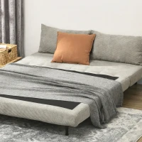 HOMCOM Sofa do spania, Łóżko dla gości, 3-stopniowa regulacja oparcia, Wygląd lnu, do 120 kg, 141 x 90 x 81 cm, Szary(m-6)