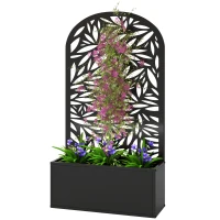 Outsunny Fioriera con Traliccio ad Arco per Rampicanti e Fori di Drenaggio, in Metallo, 61x23x113 cm, Nero(m-11)