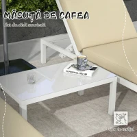 Outsunny Set 2 șezlonguri cu spătar reglabil și măsuță de grădină din sticlă, Bej(m-7)