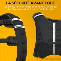 HOMCOM Gilet lesté de 10 kg, veste lestée, pour homme et femme, avec poche de rangement, tissu Oxford, sable métallique, noir(m-7)