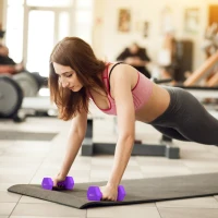 SPORTNOW 2 x 4kg Hexagonal Dumbbells Weights Set with Non-Slip Grip for Home Gym Workout, Purple(m-10)