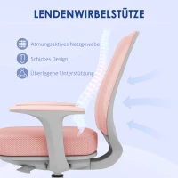 Vinsetto Bürostuhl, Ergonomisch Schreibtischstuhl mit Drehfunktion, Höhenverstellbar 55 x 48 x 82,5-94,5 cm Rosa(m-6)