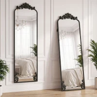 HOMCOM Floor Mirror, 50 x 160 cm Full Length Mirror with Baroque Metal Frame for Bedroom, Living Room, Dressing Room, Black(m-2)