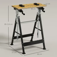 HOMCOM Portable Folding Workbench with Adjustable Height & Angle, Work Bench with 4 Adjustable Clamping Pegs, Beige(m-3)