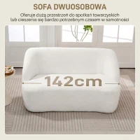HOMCOM Modern 2 Seater Sofa, 142cm Loveseat with Curved Design, Upholstered Sherpa Fleece Small Sofa for Living Room, Bedroom, Home Office, No Assembly Required, Cream White(m-5)