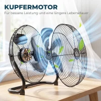 HOMCOM Ventilator für den Schreibtisch, Klimaanlage, 4 Geschwindigkeiten, drehbar, Schwarz(m-7)