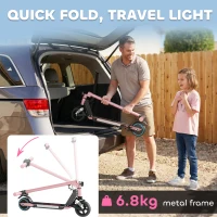 SPORTNOW Folding Electric Scooter for Kids, with Dual Brakes, Front Suspension, LED Colourful Lights, Pink(m-7)