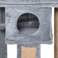 PawHut Cat Tree Tower for Indoor Cats Cat Scratching Post Climbing Activity Centre w/Jute Scratching Pad, Toy Ball, Cat House - Grey(m-10)