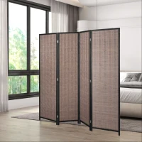 HOMCOM Biombo em Madeira Separador de Ambientes Divisória Dobrável 4 Painéis 180x180 cm Castanho(m-2)