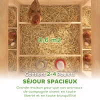 PawHut Poulailler en bois abri pour 2-4 poules toit ouvrant étanche & 2 pondoirs 150 x 100 x 96,5 cm jaune(m-4)