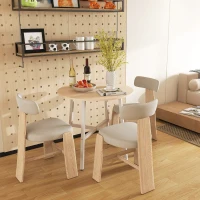 HOMCOM Mesa de Comedor Redonda Mesa de Cocina Moderna para 4 Personas con Patas de Acero para Salón Ø80x76 cm Natural y Blanco(m-10)