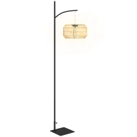 Outsunny Lampadaire solaire extérieur résine tressée, lampadaire bohème 178cm, capteur de lumière, éclairage automatique, jaune(m-1)