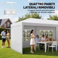 Outsunny Tendone da Giardino Pieghevole per Feste ed Eventi con Pannelli Rimovibili, 5.83x2.95 m, Bianco(m-4)