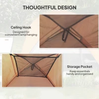 Outsunny 3-4 Person Camping Tent, Easy Set Up 3-4 Man Tent w/ Sewn-in Groundsheet, Waterproof Dome Tent w/ Mesh Windows, Brown(m-7)