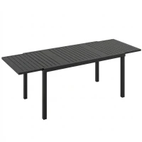Outsunny Tavolo da giardino allungabile per 6-8 persone, alluminio con piano a doghe, nero.(m-1)