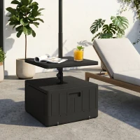 Outsunny Pied de parasol carré avec plateau de table, support parasol en HDPE à roues, remplissage eau sable 53 x 53 x 45 cm noir(m-15)