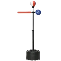 SPORTNOW Sacco Boxe da Terra con Barra Girevole, Speedball e Colpitore, in Acciaio, HDPE e PU, 80.5x48x163-205 cm(m-1)