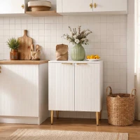 HOMCOM Buffet cuisine meuble de rangement avec 2 portes étagère réglable pieds métalliques surélevés 60 x 40 x 80 cm blanc(m-11)
