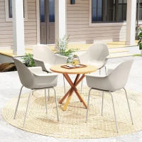 Outsunny Set 4 Scaune din Plastic cu Picioare Antiderapante, 59x55x84 cm, Gri(m-10)