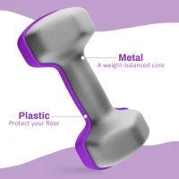 SPORTNOW 2 x 4kg Hexagonal Dumbbells Weights Set with Non-Slip Grip for Home Gym Workout, Purple(m-5)