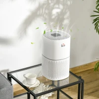 HOMCOM Purificador de Ar HEPA, Ionizador, CADR 225m³/h, Modo Silencioso, 50W, Temporizador, 4 Velocidades - Dim. 22L x 22l x 36H cm - Branco(m-6)
