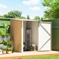 Outsunny Casetta da Giardino Porta Attrezzi in Acciaio Galvanizzato con Porta a Battente, 100x104x160 cm, Giallo(m-9)
