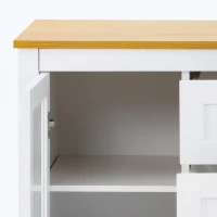 HOMCOM Buffet salon, meuble de rangement avec 1 placard double porte, 2 placards à porte vitrée, 2 tiroirs et étagère réglable, style moderne, buffet salle à manger et cuisine, 120x40x90cm, blanc(m-8)