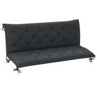 Outsunny 3 Seater Bench Pad, Garden Swing Chair Cushion with Back and Ties, Tufted Style Garden Furniture Window Seat Cushion for Indoor and Outdoor Use, 98 x 150 cm, Black(m-1)