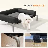 PawHut Elevated Dog Bed with Removable Bolsters, Raised Dog Bed for Small Breeds, Portable Indoor & Outdoor Pet Cots, Black(m-8)