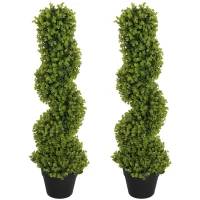 HOMCOM Conjunto de 2 Planta Decorativa, Plantas Artificiais em Vasos, Plantas Artificiais para Casa, Interior, Exterior, 90 cm, Verde(m-7)