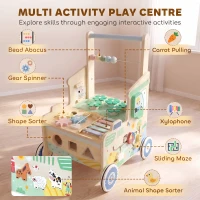 AIYAPLAY Wooden Baby Walker for 1-3 Year, Montessori Inspired Push Along Walker Toys, Multifunctional Activity Centre(m-4)