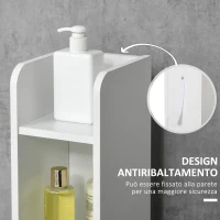 kleankin Colonna Bagno con 3 Mensole e 3 Armadietti, in Legno, 15x17x120 cm, Bianco e Nero(m-6)