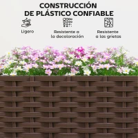 Outsunny Jardinera Elevada con 6 Ruedas Riego Automático y Drenaje Macetero Exterior para Jardín 80x40x43 cm Marrón(m-7)