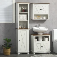 kleankin Bathroom Cabinet, Tall Storage Cabinet with Door and Adjustable Shelves, 39.5 x 30 x 160 cm, White(m-2)