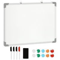 HOMCOM Tableau Blanc Magnétique 60x45cm Alu avec Accessoires