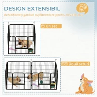 PawHut Gard pentru Câini Pliabil din Metal, pentru Interior și Exterior cu Ușă și Țăruși, 82x82x60cm Gri(m-8)