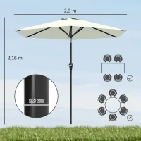 Outsunny Parasol de jardin parasol droit parasol hexagonal inclinable Ø 2,3 x 2,16 m métal polyester haute densité 180 g/m² crème(m-3)