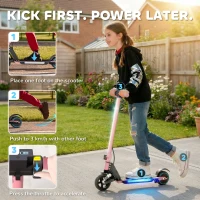 SPORTNOW Folding Electric Scooter for Kids, with Dual Brakes, Front Suspension, LED Colourful Lights, Pink(m-4)