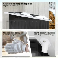 Outsunny Căsuță de Grădină 2,55m² din Oțel Zincat cu Kit de Fundație, Ușă Blocabilă, Acoperiș Înclinat, Gri(m-8)