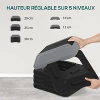 SPORTNOW Aerobic Stepper, Marche d'Exercice, 5 Hauteurs Réglables de 10/15/20/25/30 cm, Charge 150 kg, Gris(m-4)