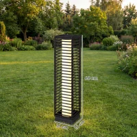 Outsunny Lanterne Solaire Extérieure en résine tressée lampadaire sans fil rechargeable capteur de lumière 16 x 16 x 68 cm noir(m-3)