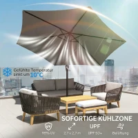 Outsunny Sonnenschirm 270 cm knickbar Balkonschirm mit Kurbel UV 50+ Gartenschirm Dunkelgrau(m-5)