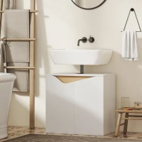 HOMCOM Under Sink Bathroom Cabinet, Bathroom Storage Cabinet with Soft-Close Doors, for Basin without Pedestal, White(m-9)