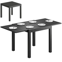 Outsunny Gartentisch Ausziehbarer 80/160 x 80 cm Aluminium Esstisch für 4-6 Personen, Rechteckig mit Lamellenplatte(m-12)
